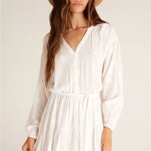 Z Supply White Long Sleeve Dress